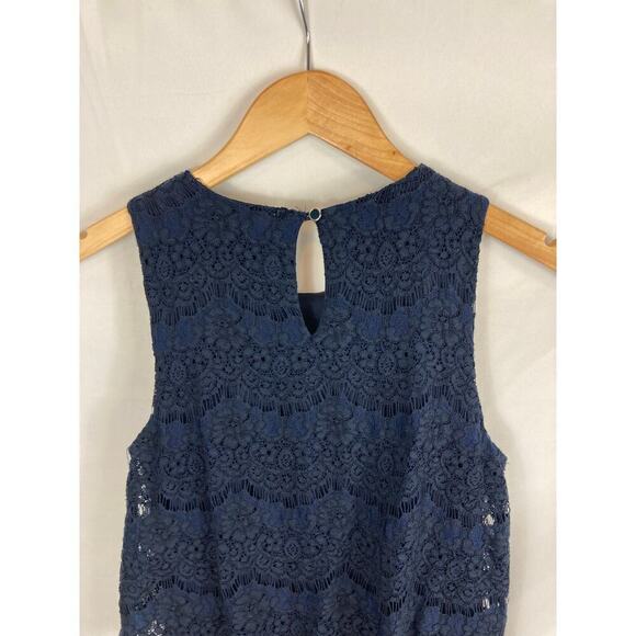 Monteau Navy Lace Layered Sleeveless Dress Size Small - Picture 5 of 6